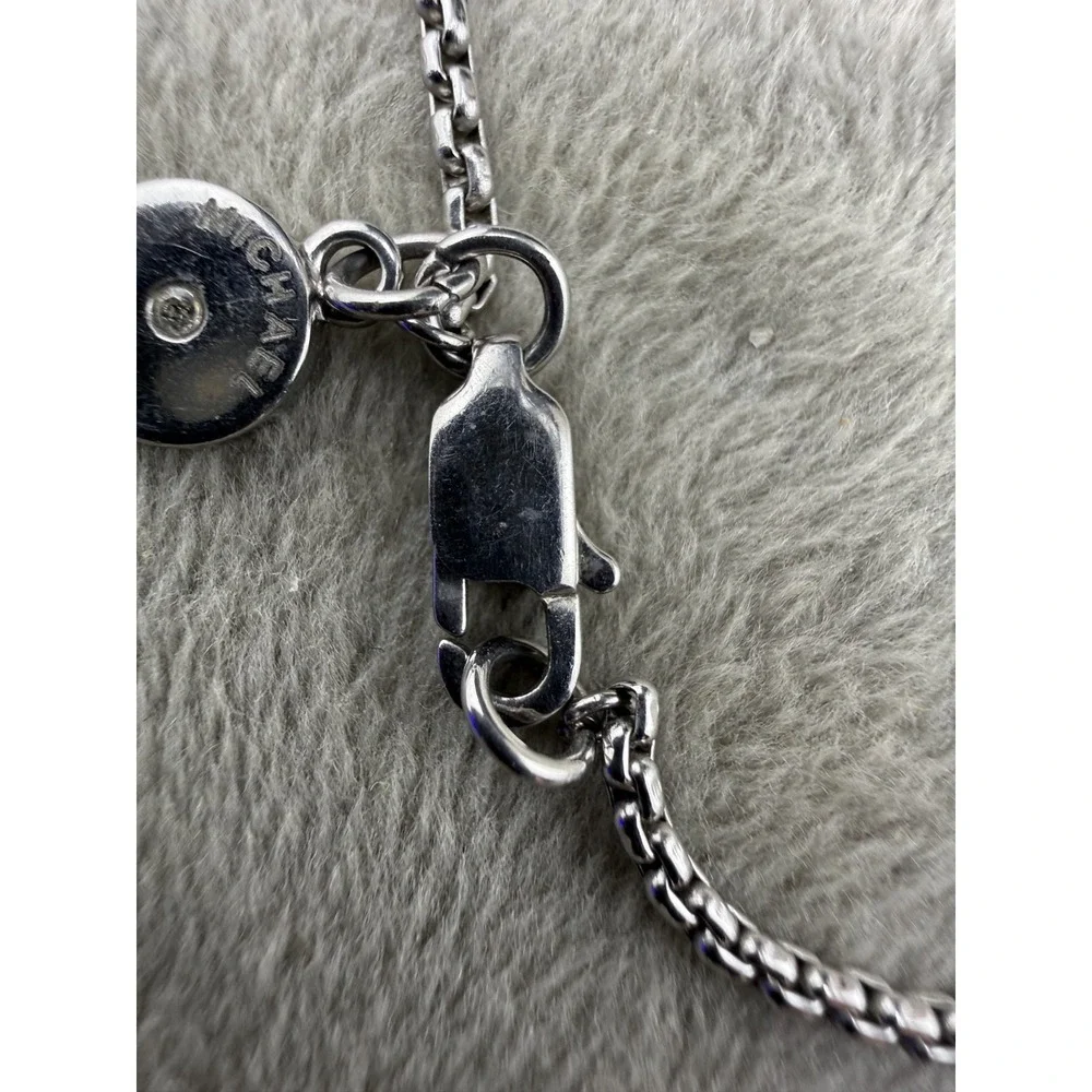 Michael Kors Necklace Silver Rhinestone Station Chain 34in READ